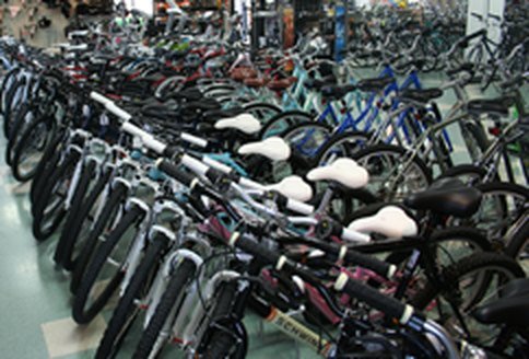 Rows of bikes on the BikeTek showroom floor