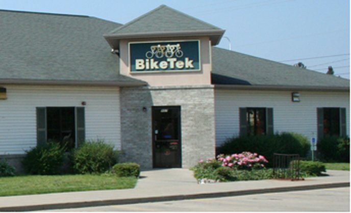 The BikeTek storefront on Clock Tower Drive